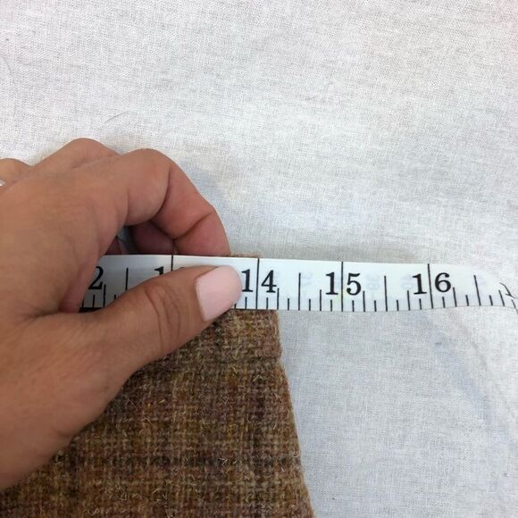 Vintage Wool Tan Plaid Midi Skirt Lined - Picture 10 of 12